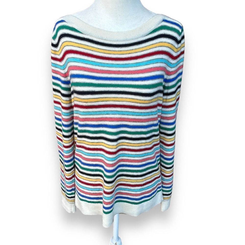 Talbots Striped Lambswool Sweater Soft Multicolored Medium
